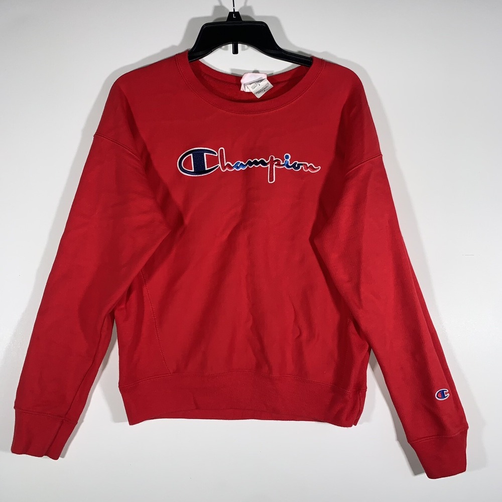 Champion Reverse Weave Women's Pullover Sweatshirt Size‎ Medium Red